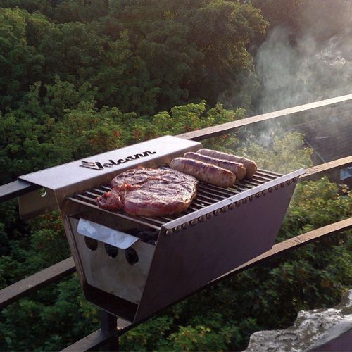 Volcann Balcony Wall Mount Railing Hanging Portable BBQ Grill Stainless